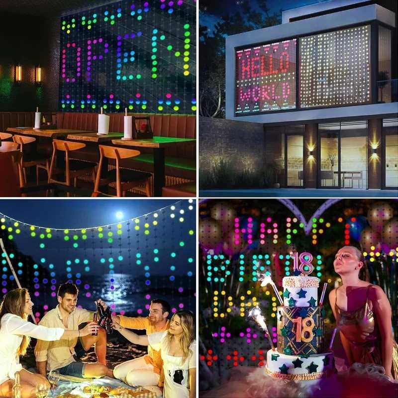 1/2PCS Smart LED Curtain Lights LED Fairy Lights App Control Music Sync DIY Pattern Waterproof for Indoor Outdoor Party Decor W251107
