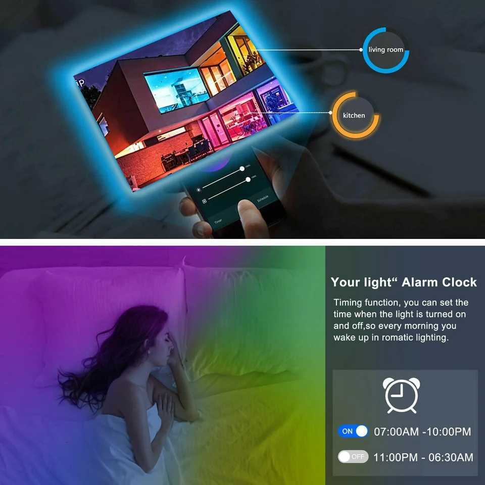 2835 RGB LED Neon Strip Lights Music Sycn APP Control Lights Flexible Lights Kitchen Party Ambient Lights Holiday Decor Lights W251107