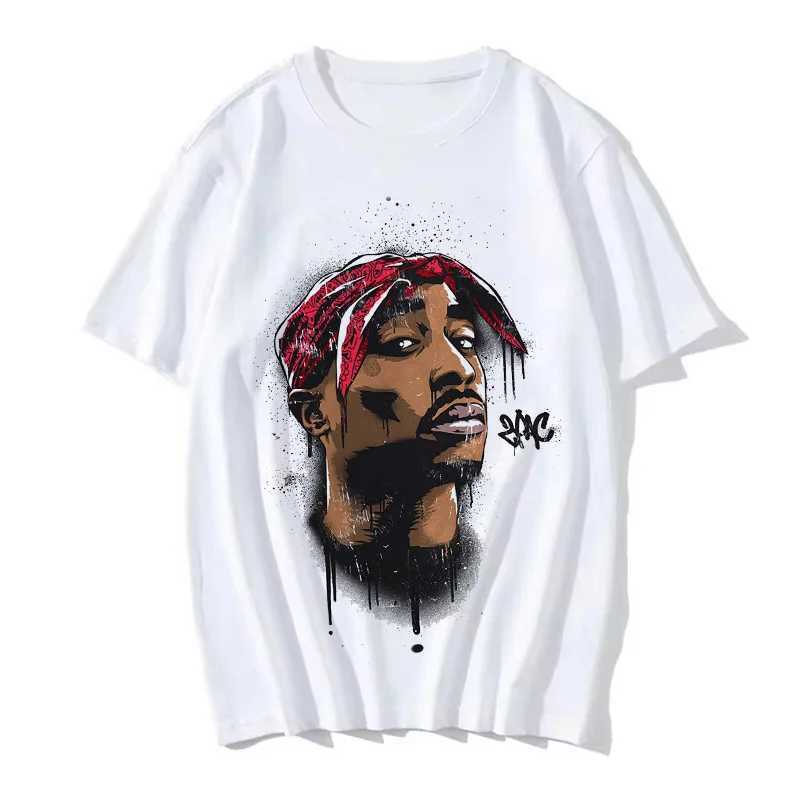 Summer fashion T-shirt rapper Tupac top hip-hop streetwear oversized short sleeved mens and womens T-shirts W250407