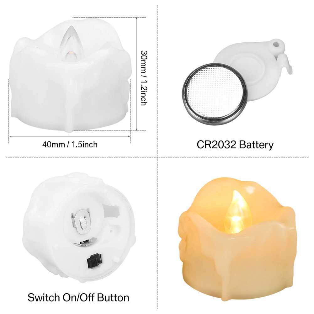 24Pcs Flameless LED Electronic Candle Dropping Wax Tea Light Realistic Votive Led Lamp for Christmas Halloween Wedding Valentine W251107