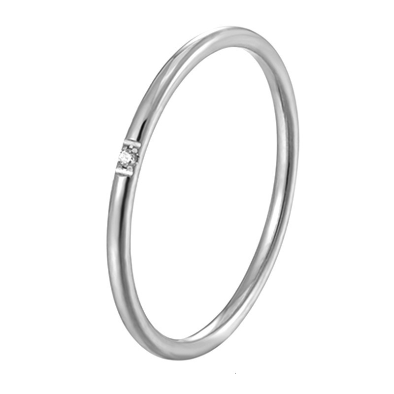 Top Source New Fashionable Light Luxury Cold Wind Titanium Steel Women's Round Thread Plain Circle One Diamond Ring Finger Plated Gold