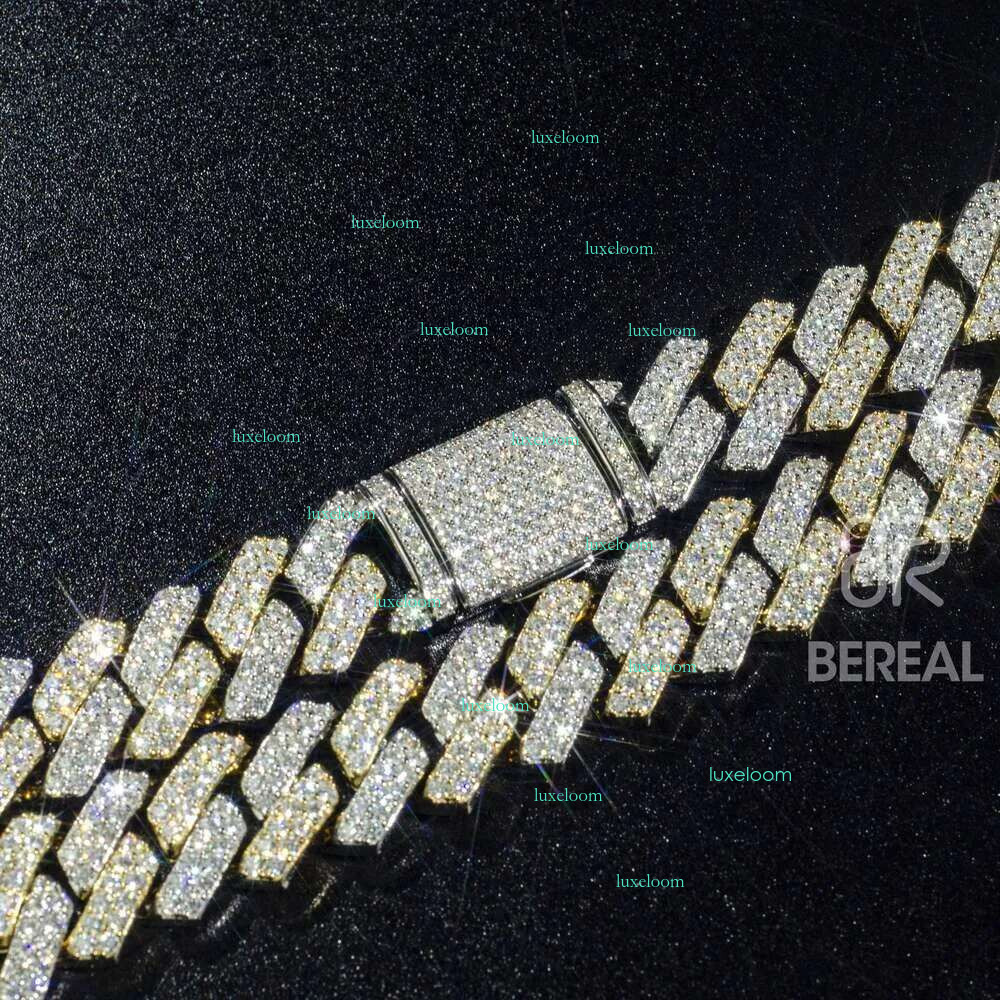 Custom Iced Out Sterg Pendant Moissanite Dia Designer Fashion Necklaces Sier Miami Cuban Chain GRA 14mm 2 Rows Gold Hip Hop Necklace Jewelry for Men