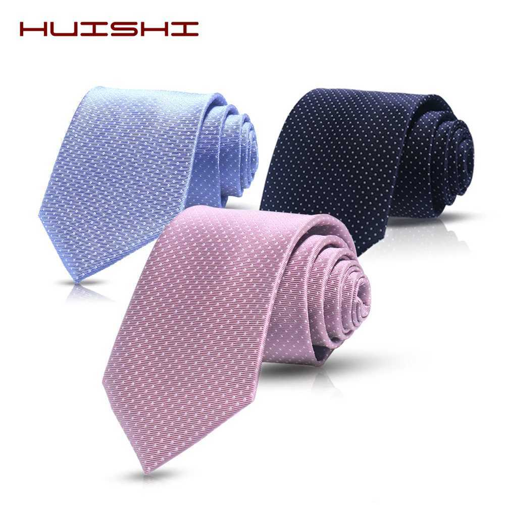 HUISHI 8cm Dot Neckties Skinny Fashion Business Men Polter Microfiber Neck Tie Polka Check Men Neckie For Gentlemen Wedding X250407