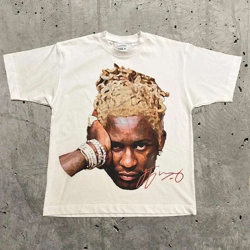 Europe And The United States Summer Women T-Shirt Y2k Portrait Print Haruku Hip Hop Personality Fashion Couple Casual Shirt