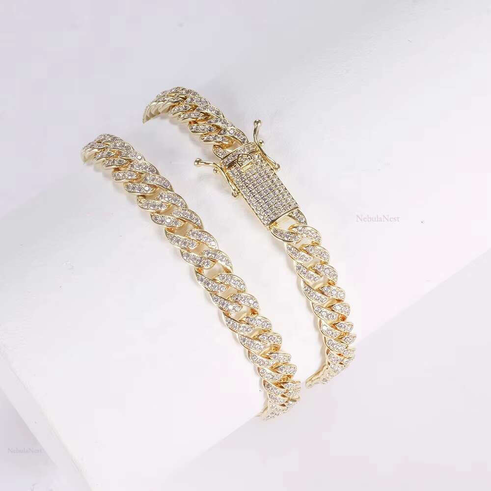 Custom 16mm Gold Plated Sterg Sier Hip Hop Vvs Dia Full Cubic Zirconia Men Necklace Pendant Moissanite Cuban k Chain