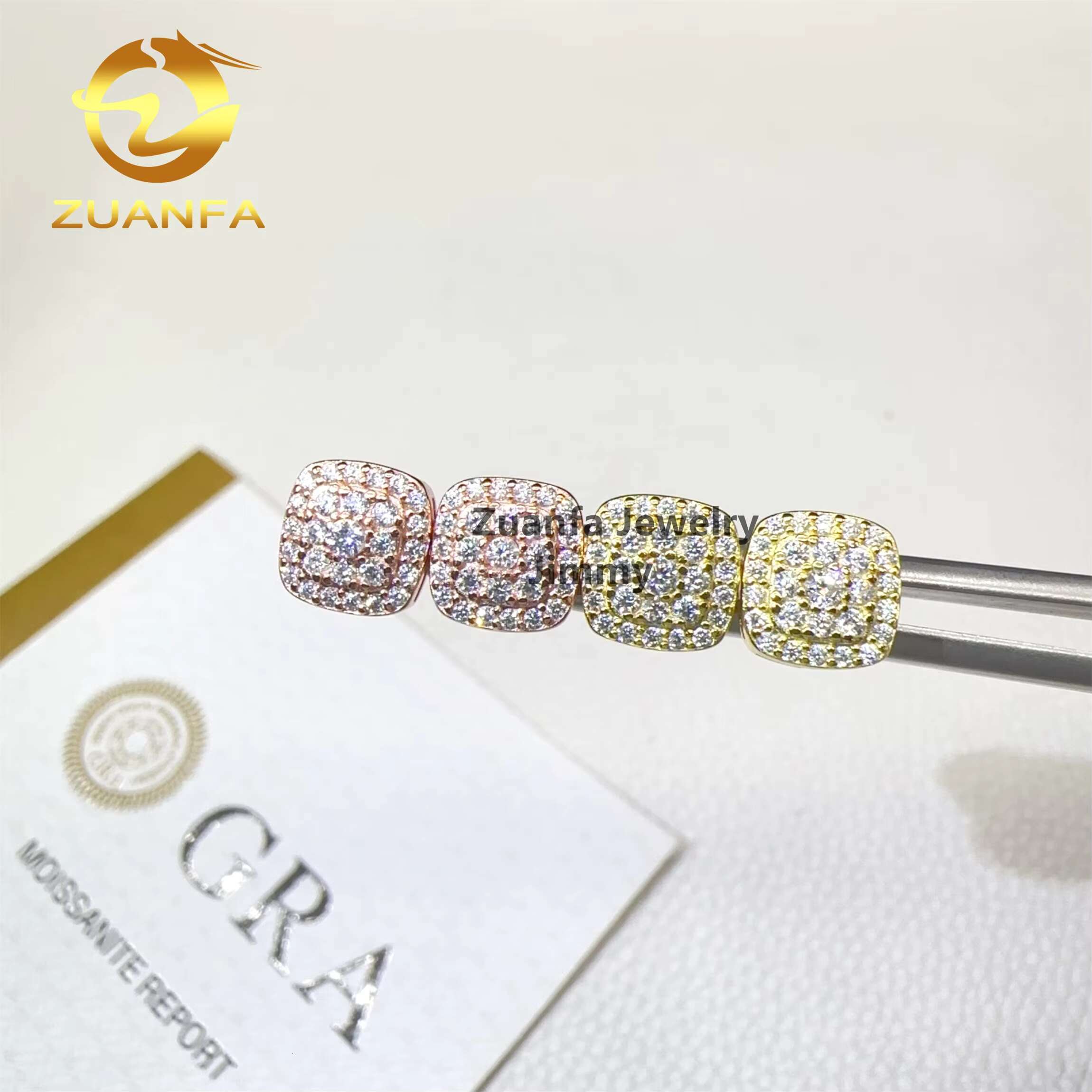 GRA Certificates 925 Sterling Silver Shining Iced Out Hip Hop 925 Silver Flawless Moissanite Diamond Stud Earrings Men