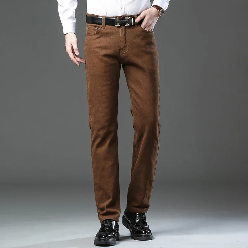 Classic style 3color autumn mens ultrathin brown jeans highquality business casual high stretch denim pants Trouser 250401