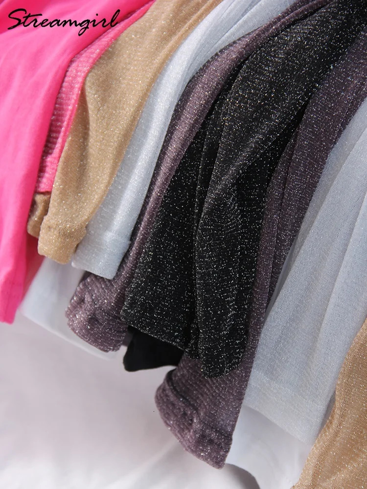 Bright Mesh Oversized Womens Long Sleeve Summer Silk Sunscreen Top Loose Sleeves Black Tshirt 250407