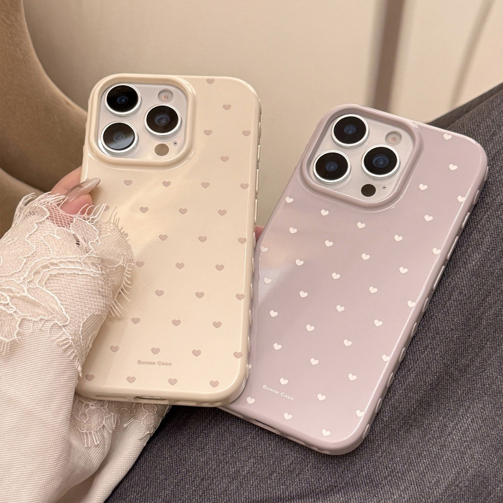 Solid Color Heart Phone Case Compatible with iPhone 17/16 Simple Full Coverage Personalized 15/14 Pro Max
