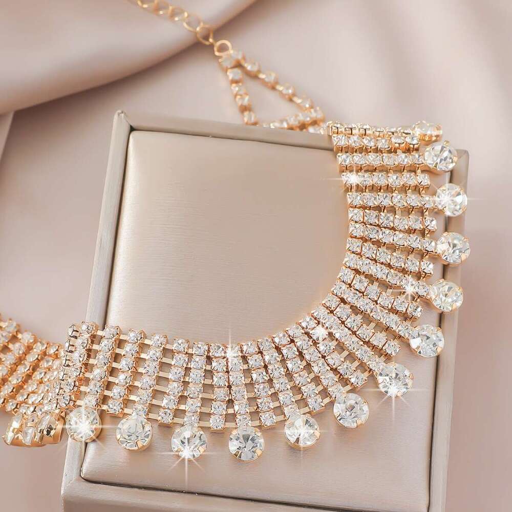 Hot selg high cold wind water droplet studded dia collarbone chain banquet graduation party wedding urious high-end necklace