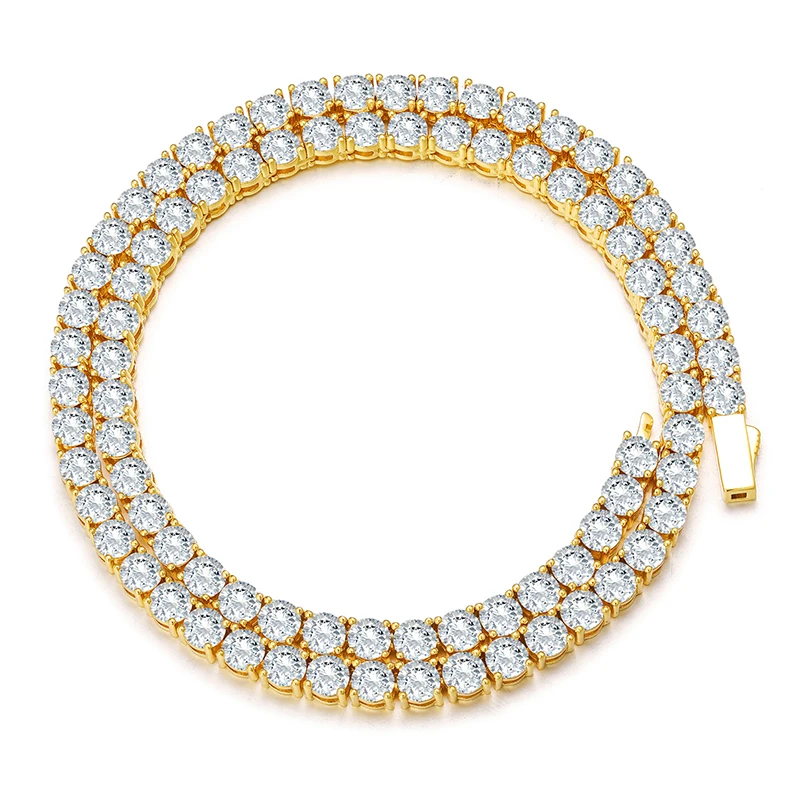 High-Quality VVS1 Iced Out Moissanite Tennis Necklace S925 Sterling Silver Diamond Necklaces For Men Women Pass Diamonds Test