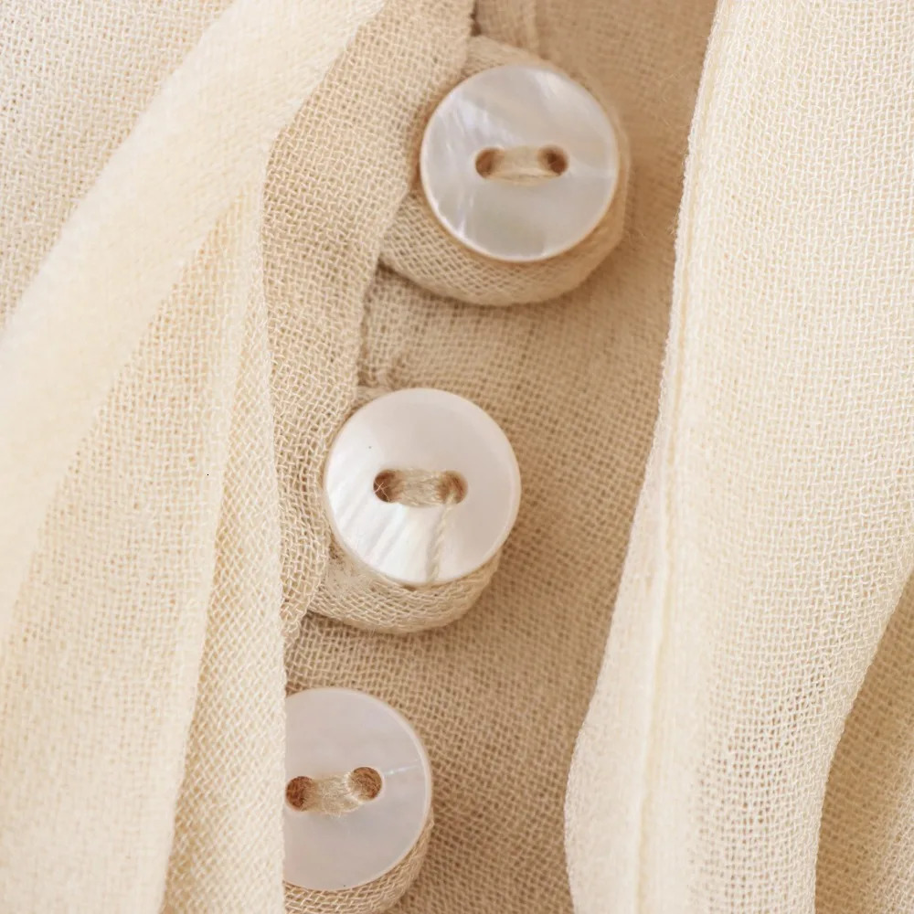 ZBZA Womens Lace Ruffle Shirt Loose Ship Neck Collar Sleeve Solid Single breasted Short SpringSummer Fashion Top 250407