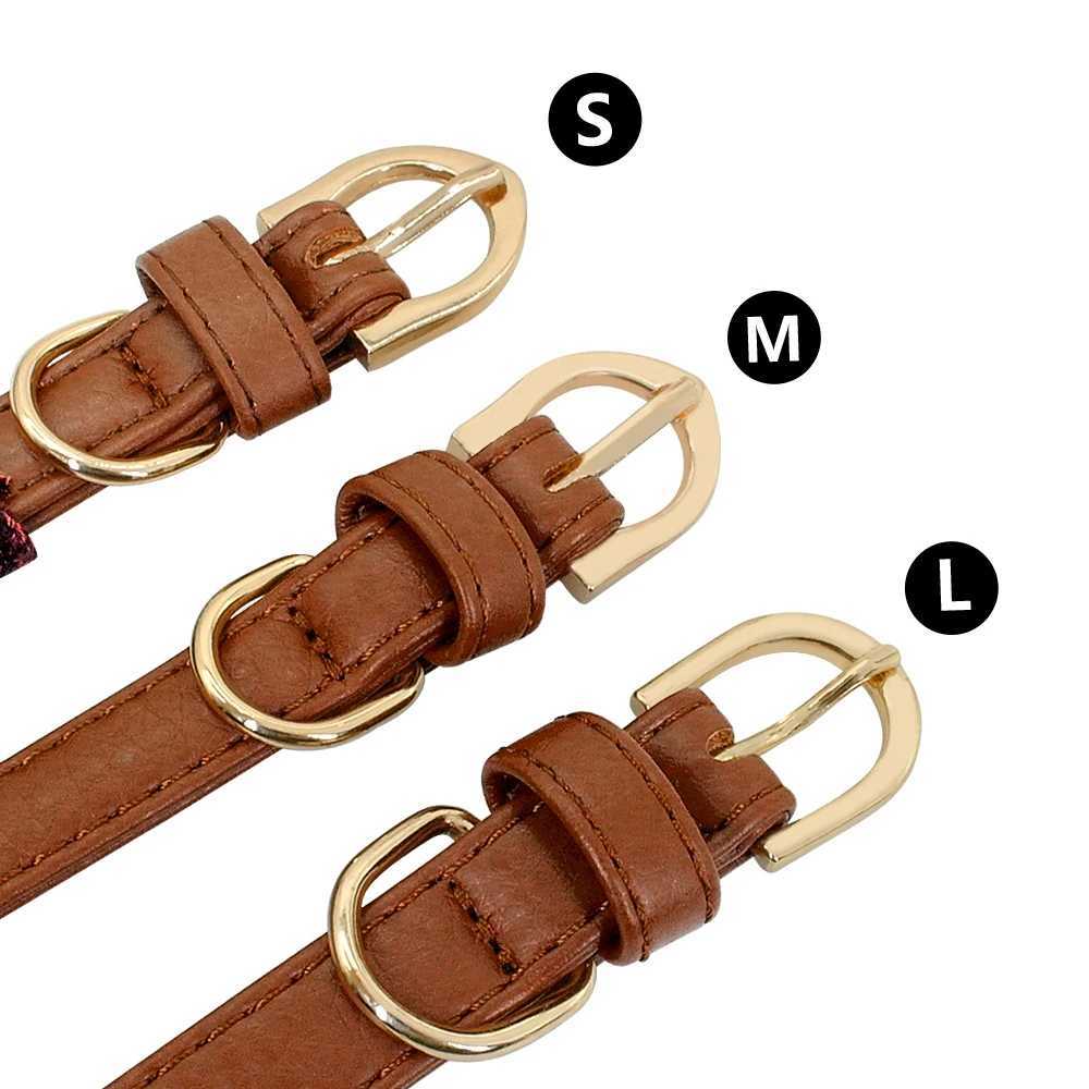 High Quality Dog collar leather pet bandage scarf British style cat dog collar puppy bandage bib accessories T250407