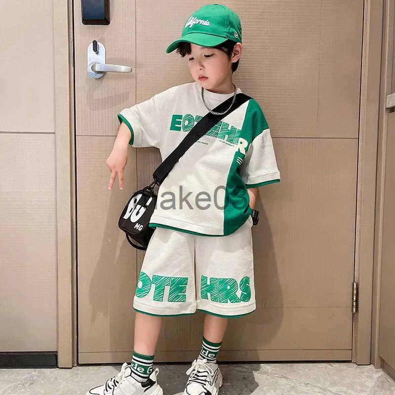New Summer Teenagers Boys ClothSets Child Fashion Letter Top and Shorts 2PCS Kids Tracksuit 4 5 6 7 8 9 10 12 13 14 Years J250403X21C