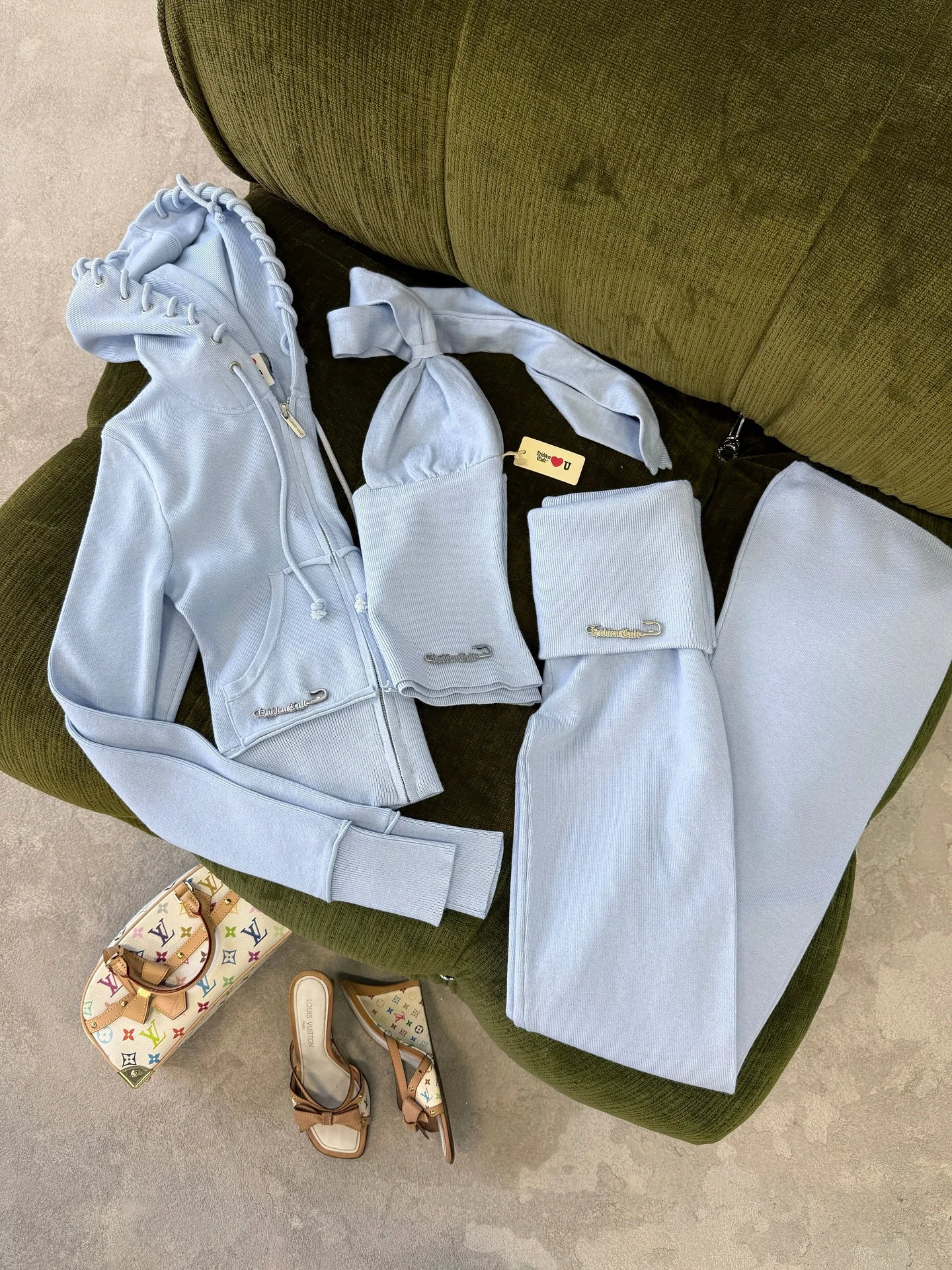 Fashion Y2K Sportswear Two Piece Set Women Casual Pink Blue Aesthetic Yoga Suit Short Waist Slim Hoodie Sports Pants 251106