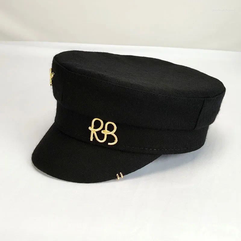 Berets Designer Brand Earring Woolen Sboy Caps For Women Letter RB Militray Hat Flat Top Cap Casual Gorras Visor Navy Hats