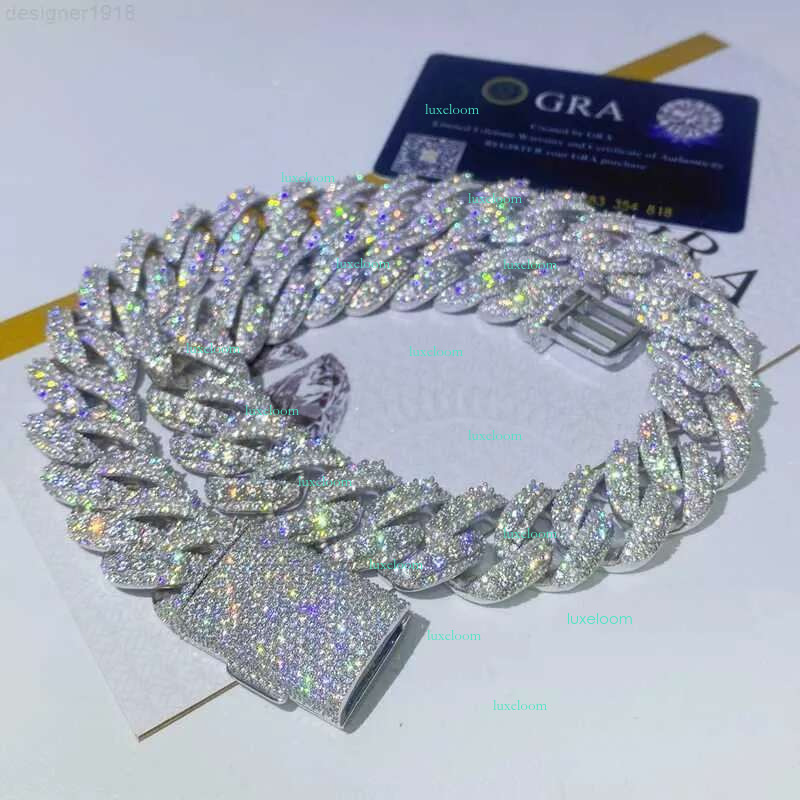 Custom Vvs Moissanite Dia Cuban k Chain Ice Out 18mm Hip Hop Men Jewelry Pendant Necklace Miami