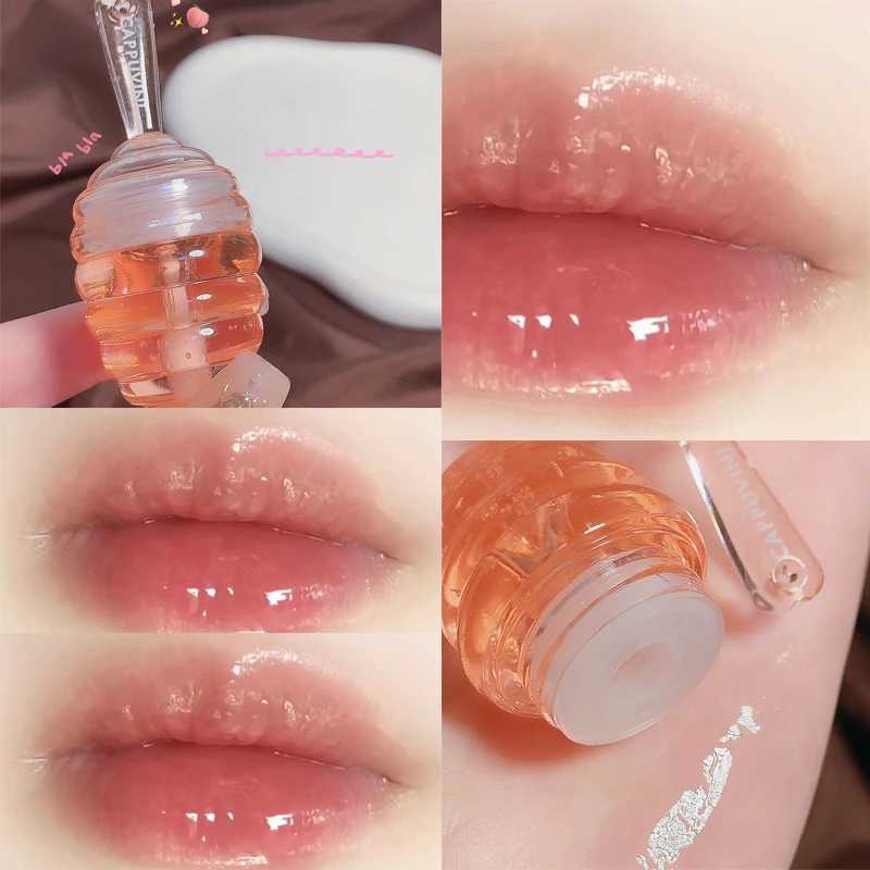 1 piece lipstick honey peach lip care moisturizing neutral lipstick fade lip line lip facial mask non sticky gloss transparent lip gloss primer W25040