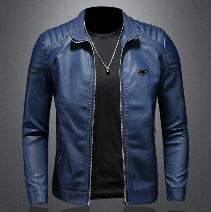 New fall Men's fashion leather pu zipper Motorcycle Causal blue Coat Mens Moto Biker 4XL top leisure spring outwear coats jacket men jackets