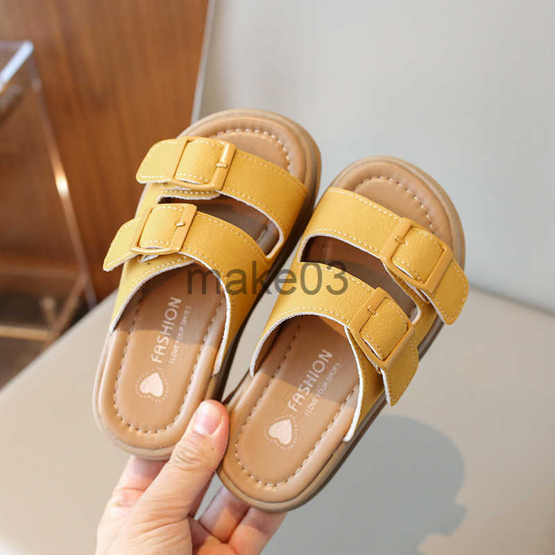 Childrens slippers 2025 summer new style girls beach shoes boys casual soft sole medium large size for children to wear on the outside with a straight