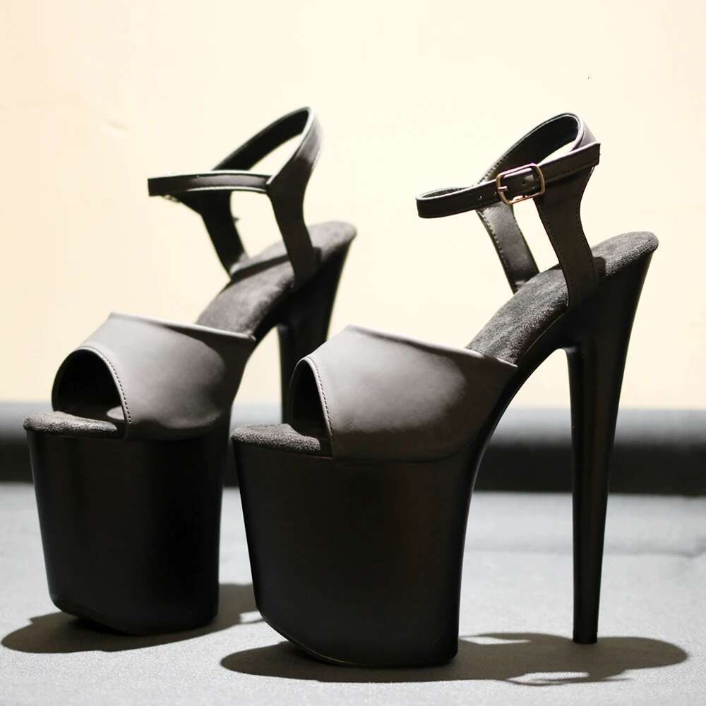Extreme Black Paint Baking Process High Heel Sandals 20Cm Heels Pole Dancing Shoes