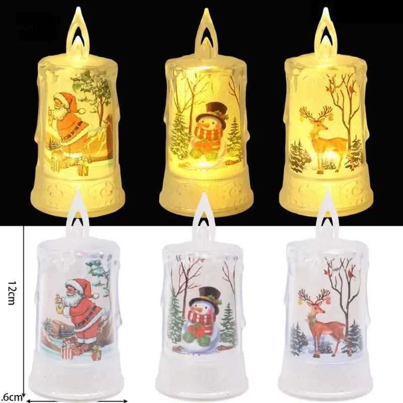 Flameless Led Candle Christmas Electronic Candles Santa Claus Tealight Flickering Battery Operated Lamp Christmas Wedding Decor W251107