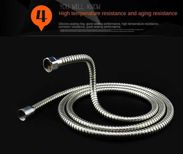 1 / 15/2/3/4/5/10 M Shower Pipe Shower Water Heater Stainless Steel Hose General Metal Hose Water Softener Y251107
