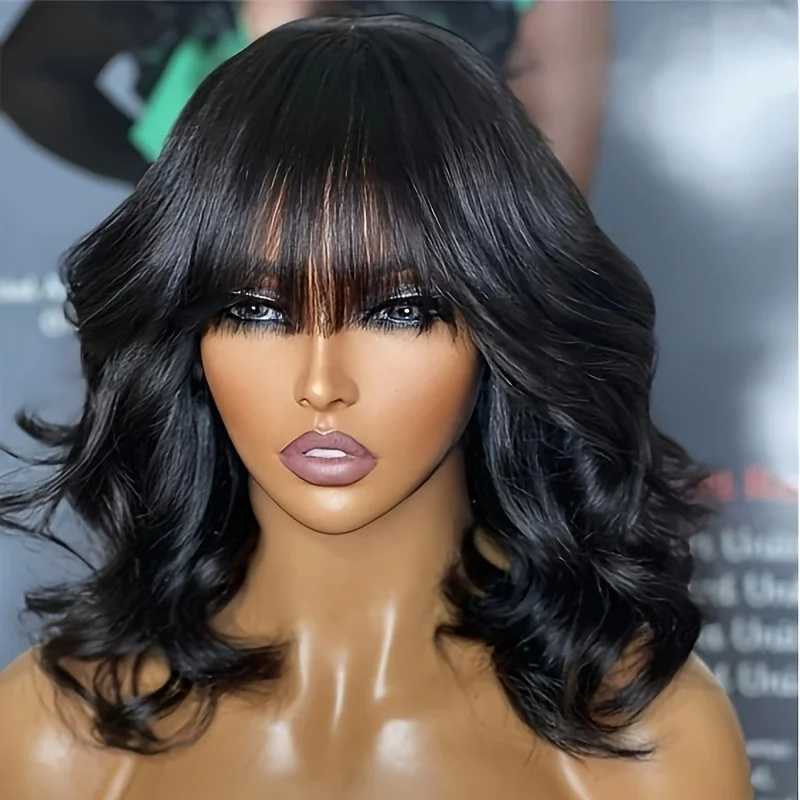3X1 Middle Part Lace Wig Bob Wigs 200 Density Body Wave Wig With Bangs Brazilian Virgin Human Hair Short Bob Human Hair Wigs W251107