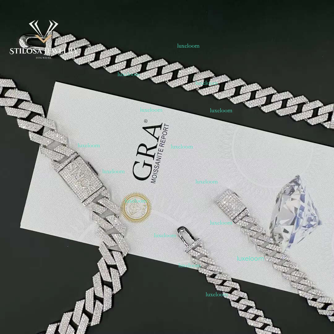Necklace16 18 20 22 24 Inches 12mm Moissanite Necklace Hip Hop Miami Cuban Chain Sier Fashion Jewelry