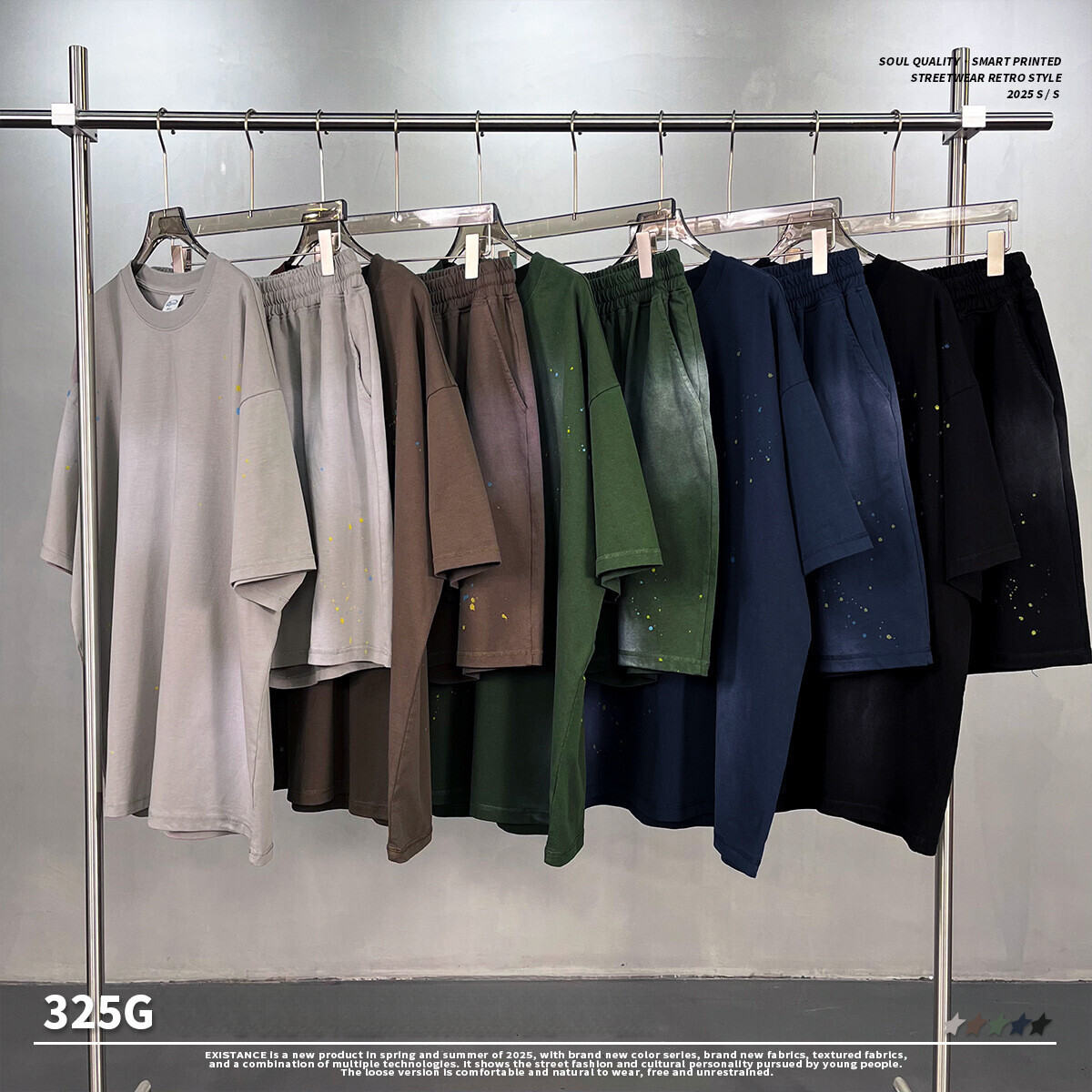 Chain | 2025 Summer Trendy Brand Wash Water Men's Wear Short Sleeve Spray Horse Willow Splash Ink Splashing Personalized T-shirt