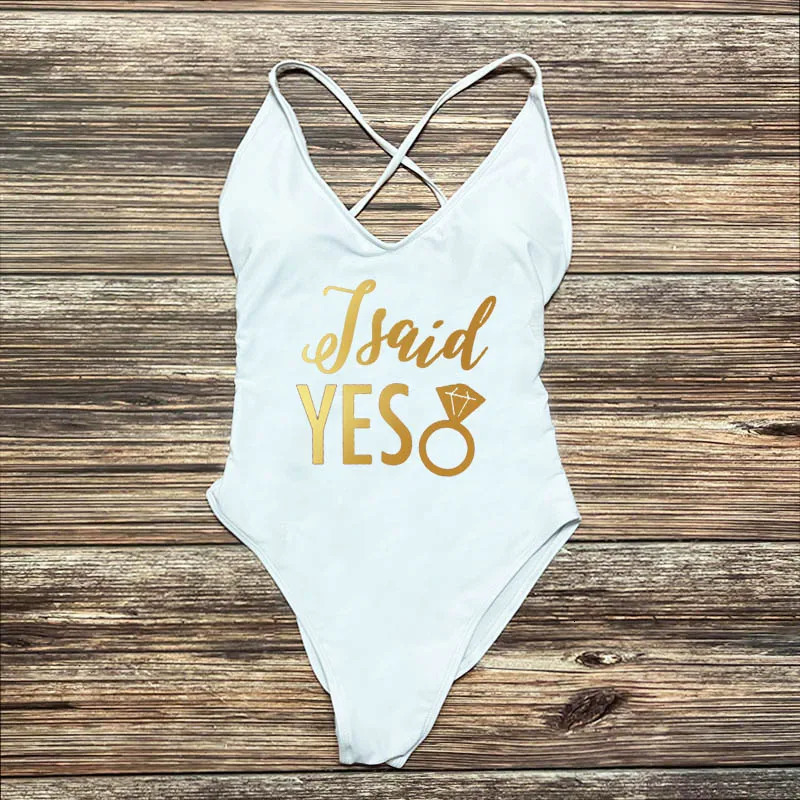 Bachelorette Party onepiece swimsuit womens sexy pad I was wrong Yes summer beachwear 250313