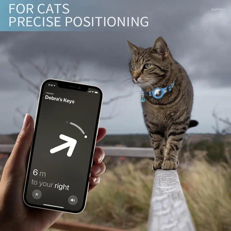 Update Dog Cat Airtag Holder Collar Breakaway Reflective Strips Adjustable Kitten Waterproof Bell Pet Air Tag Case