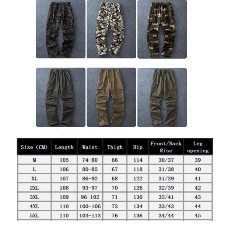 Fashion Camouflage Men's Cargo Pants Cotton Zipper Pocket Big Size Sports Casual Trousers Training Outdoor Hiking Pants Bottoms Plus Size XXXXXL 