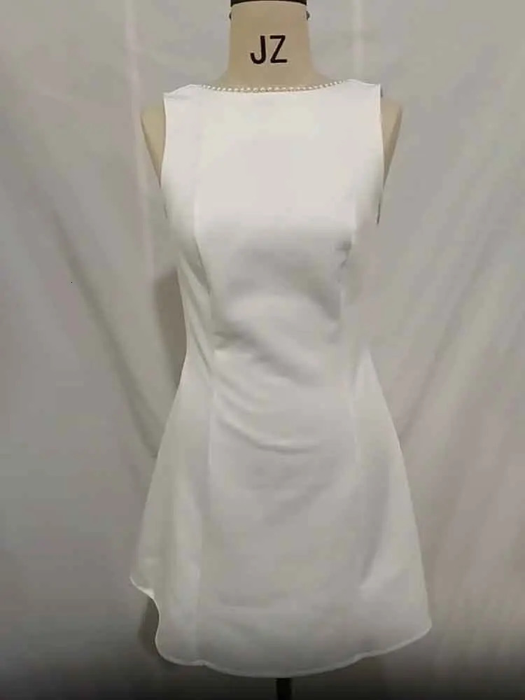 NIDANSI White Pearl Backless Bow Evening Dress Womens Dress Elegant Sexy Dress Mini Summer Dress Vestitos 250402