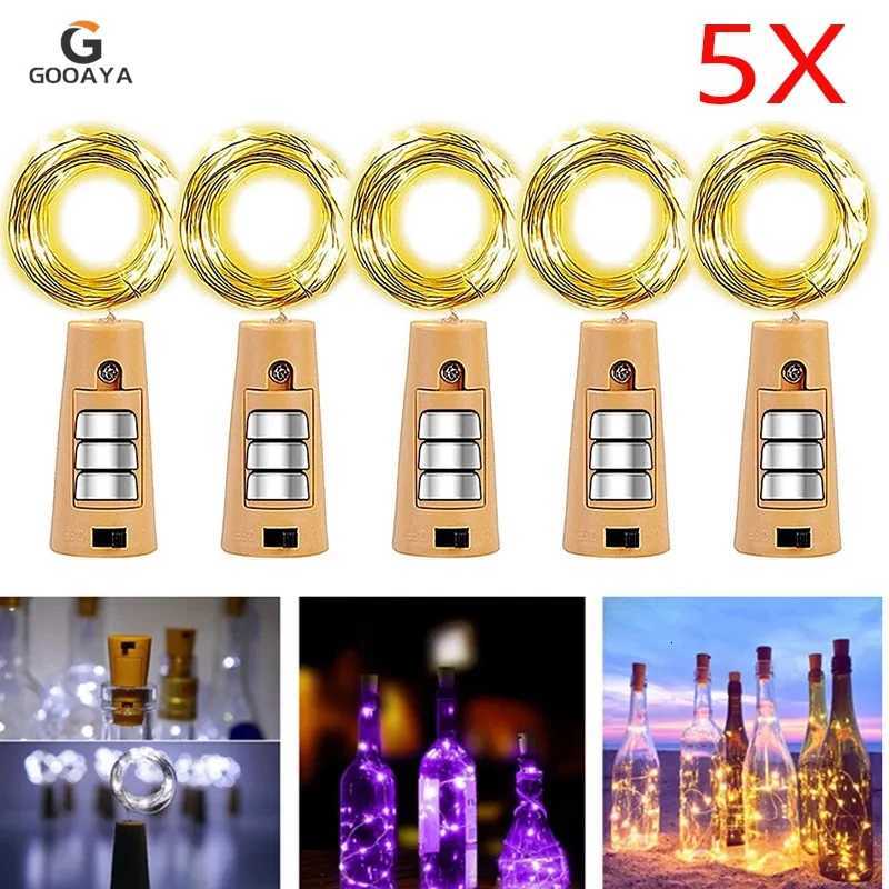5pcs Bar LED Wine Bottle Cork String Fairy Lights Holiday Decoration Garland Fairy Lights Christmas Copper Wire String Lights W251107
