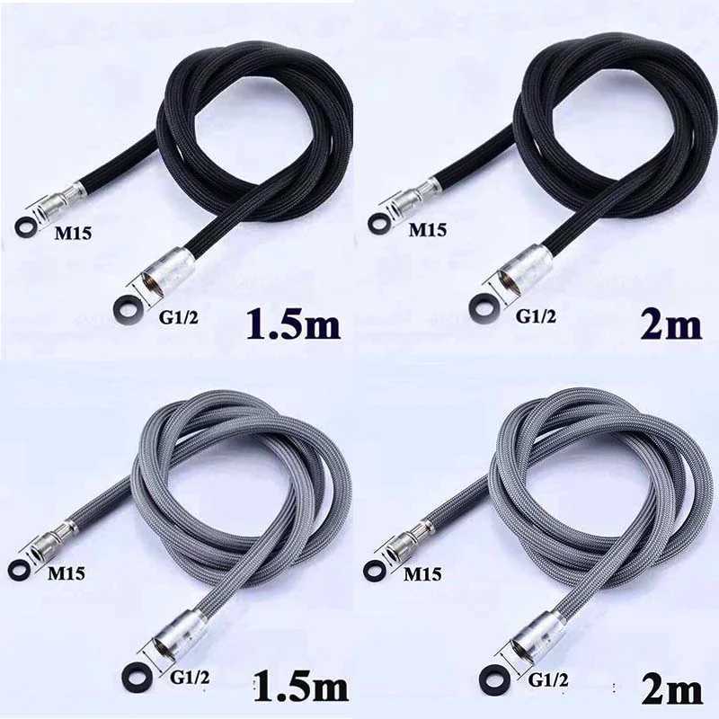 Black / Gray Nylon Wire Kitchen Faucet Pl Out Faucet Hoses Gray Nylon Pl-out Hose Tube Kitchen Wash Basin Sink Basin Connect Y251107