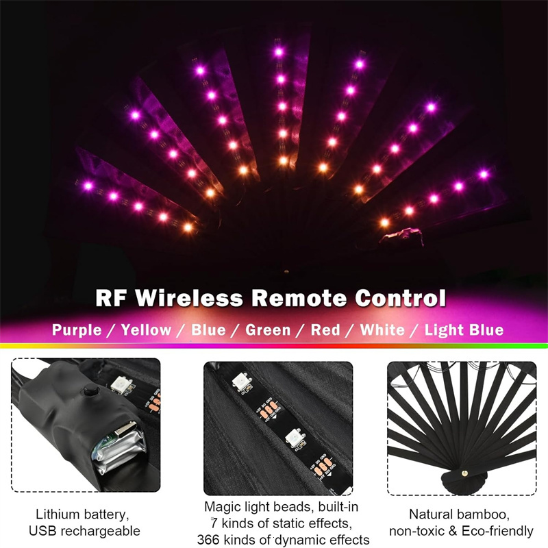 LED Glowing Fan Multicolor Light Up Fan With Remote Control Luminous Party Fan Festival Fans China Handheld Fan Club Prop Gift