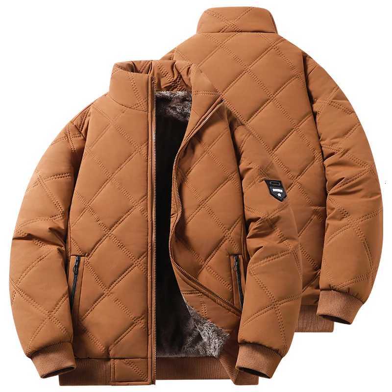 Winter Jacket Men Thick Warm Windproof Coat Fleece Thickened Warm Baseball Jacket Solid Color Zipper Large Size Top OutwearT251107