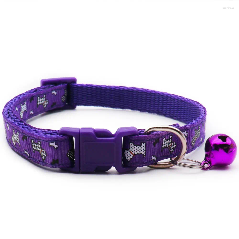 Update Pet Supplies Personalized Cartoon Print Adjustable Dog Collar With Bell Accessories Plastic Square Clasp Traction