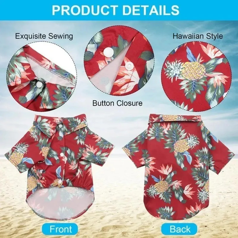 Hawaiian Dog Shirts Hawaiian Puppy Dog T-Shirts with Coconut Tree Print Hawaiian Pet Apparel Suit for Small To Medium Dogs Cats 250407