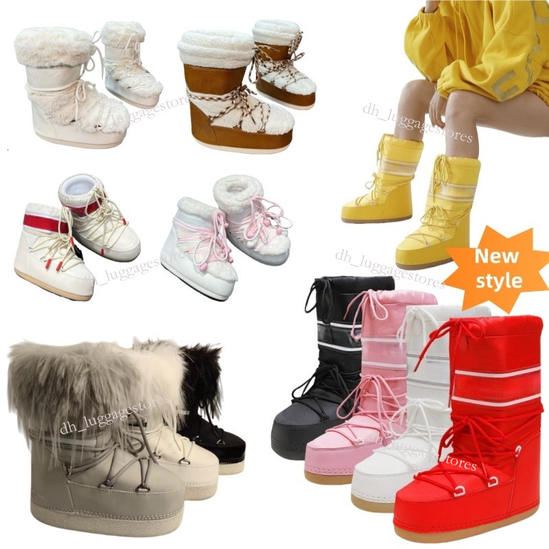 Fashion Moon Snow Boots New 2025 moon bootes Winter Medium and High Tube Lace-up Cotton Shoes Non-slip Warm Ski Shoes 3b1