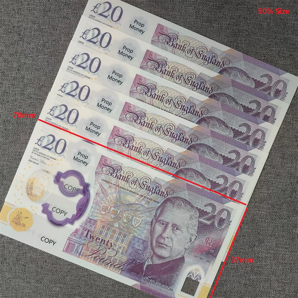 5A Best Quality Ultrathin 0.08Mm Polymer Party Favor Plastic Prop Money UK Pound & Pro For Halloween Birthday New Year In Bulk 50% Size