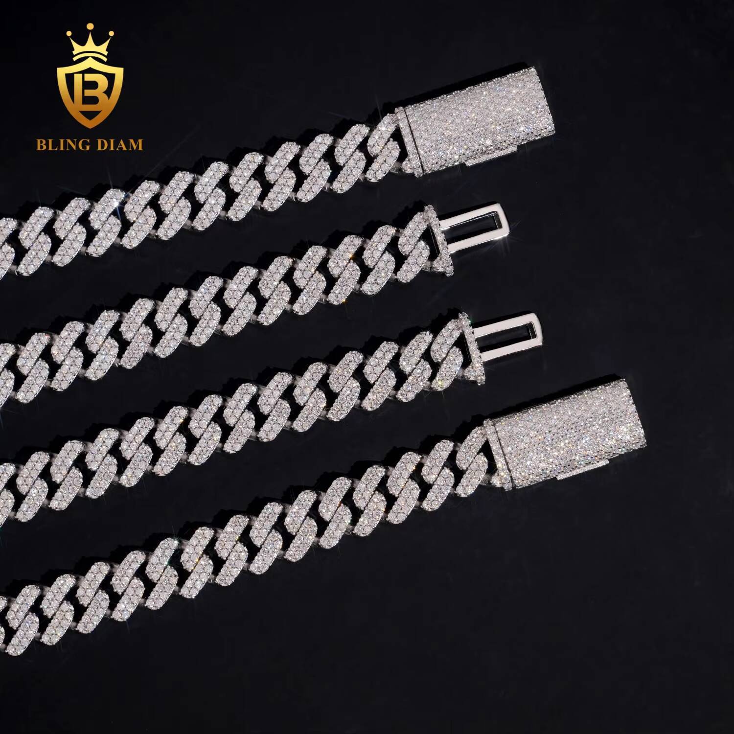 Hot Sale Moissanite Miami Hip Hop 925 Sterling Silver Iced Out 13MM Moissanite Diamond Men Necklace Cuban Link Chain