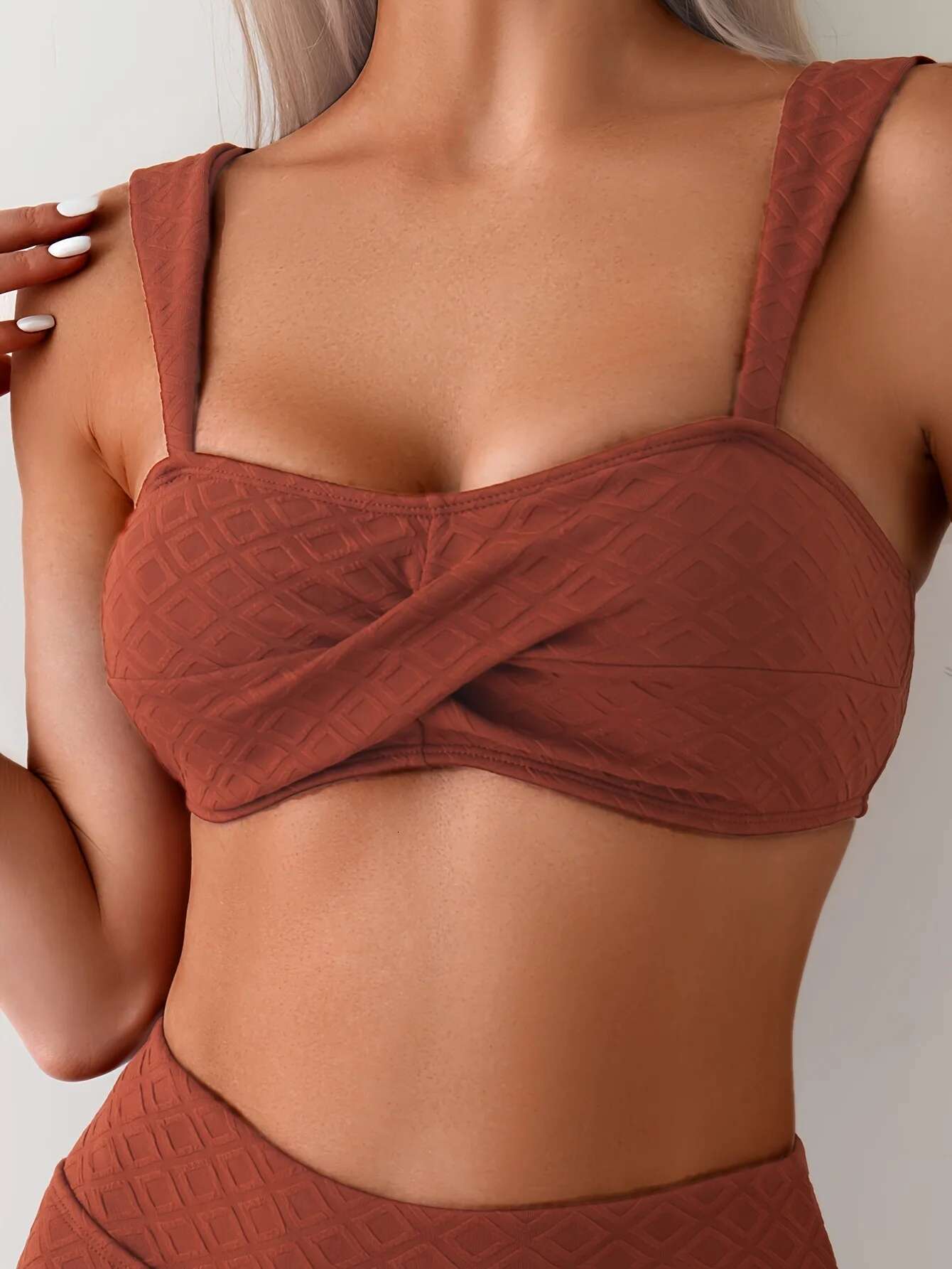 Dongdumaoyi Sexy High Waist Bikini Women Wine Front Tie Push Up Bra Two Piece Swimsuit Beach Bathing Suit Summer Swimwear Traje De Ba O