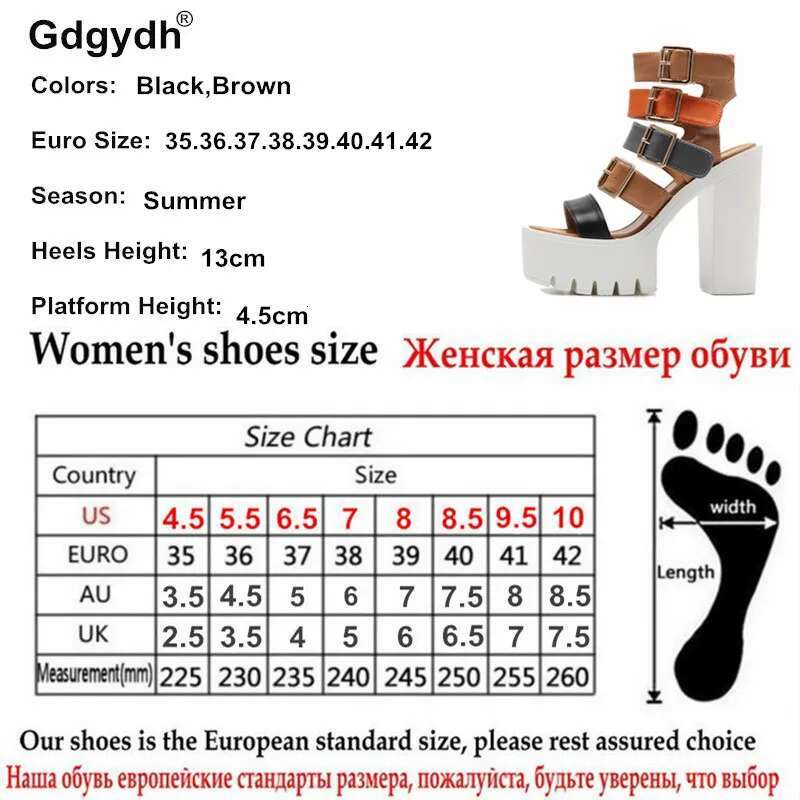 Gdgydh Women High Summer Fashion Ankle Buckle Strap Female Gladiator Sandals Platform Shoes Block Heels