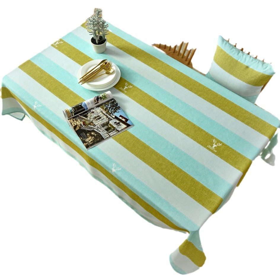 W621 Waterproof cotton and linen tablecloth disposable cloth rectangular tassel dining table