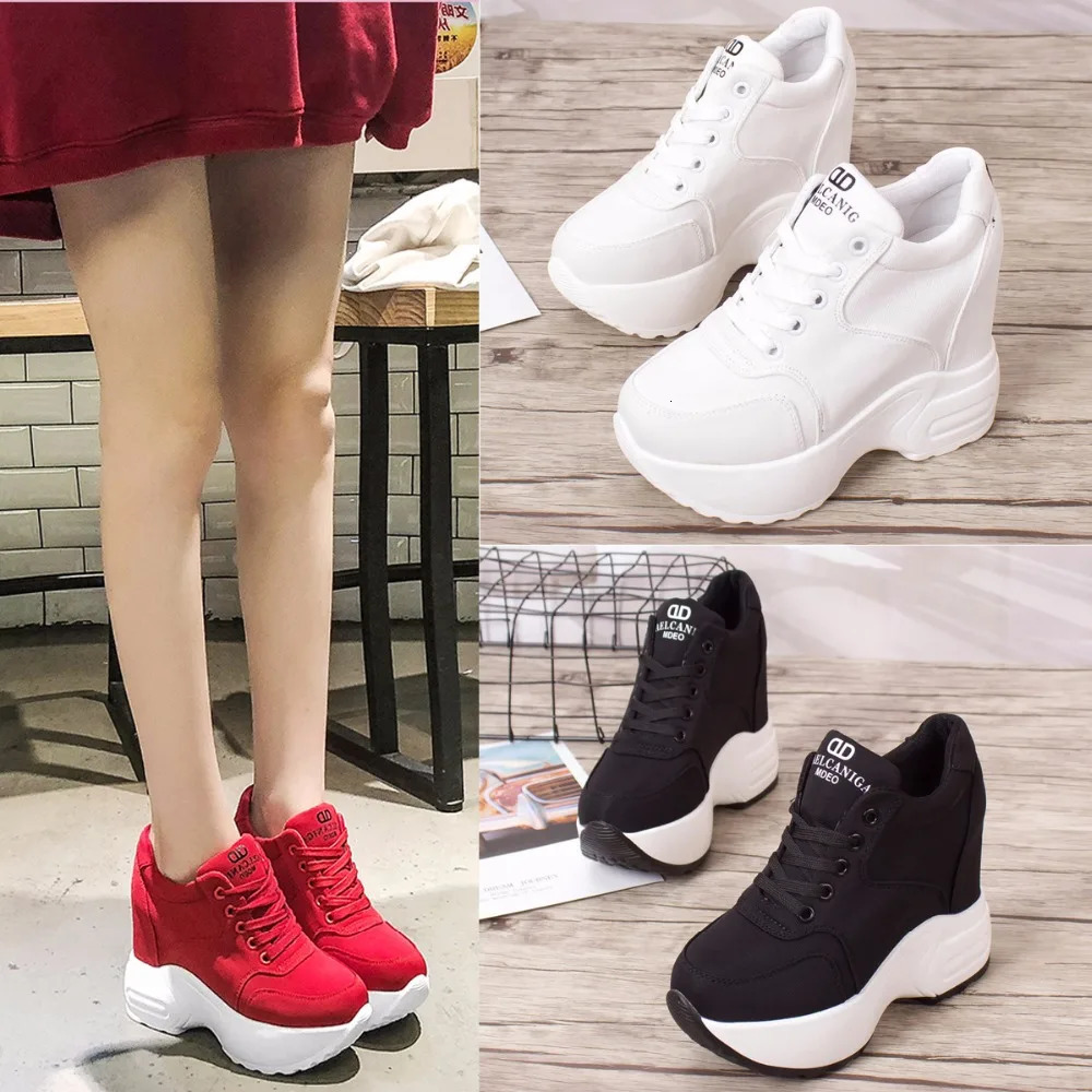Women Platform Sneakers Mesh Casual Trainers Chunky Shoes 10CM Heels Autumn Wedges Breathable Height Increasing Shoes Woman 250402
