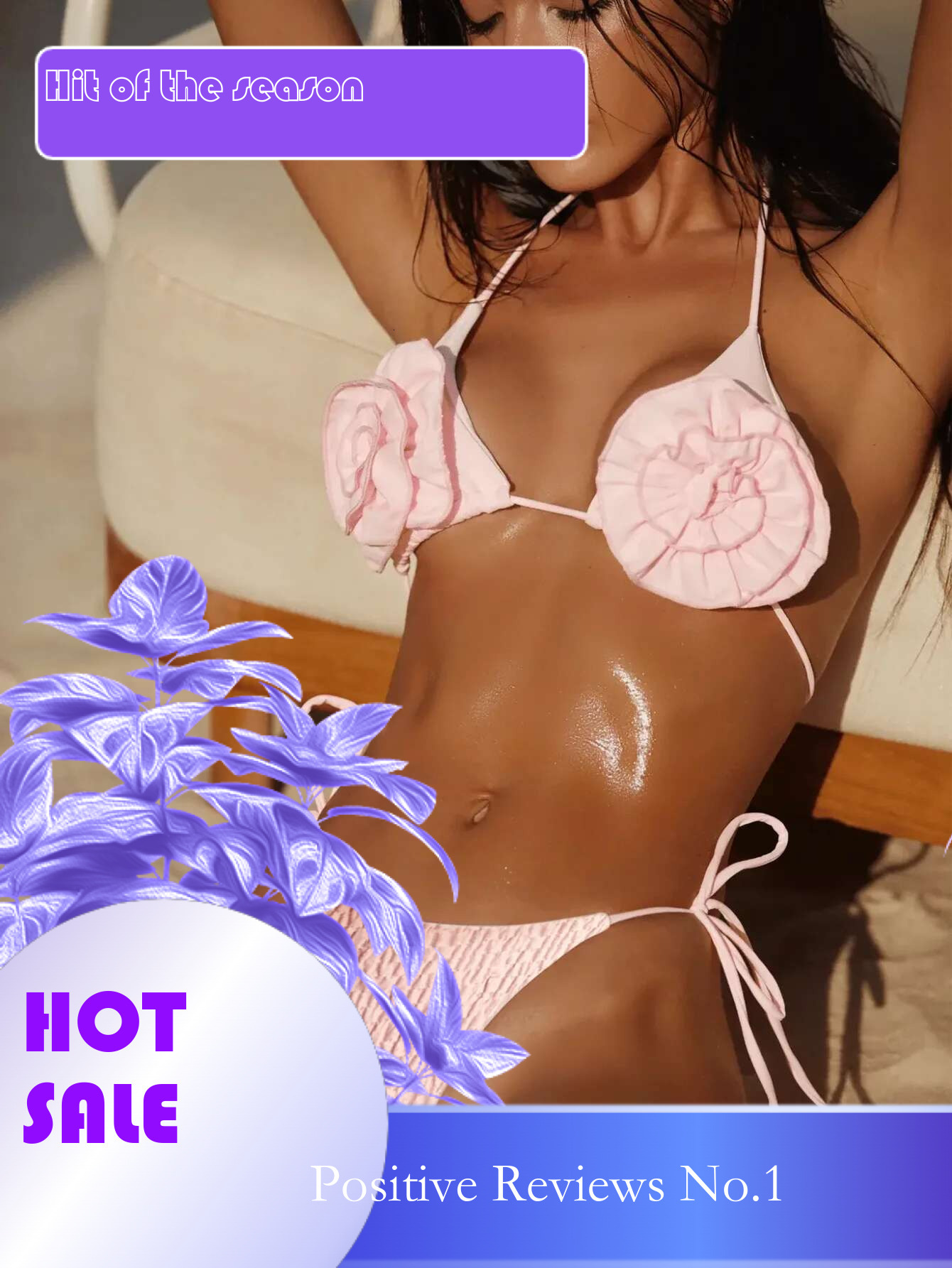 Dongdumaoyi Sexy Pink D Floral Designer Bikini Set Women Halter Push Up Micro Swimsuit Summer Beach Bathing Suit Pleate Thong Swimwear