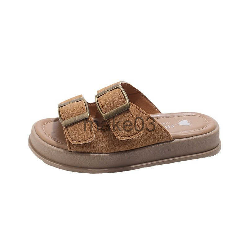 Childrens slippers 2025 summer new style girls beach shoes boys casual soft sole medium large size for children to wear on the outside with a straight