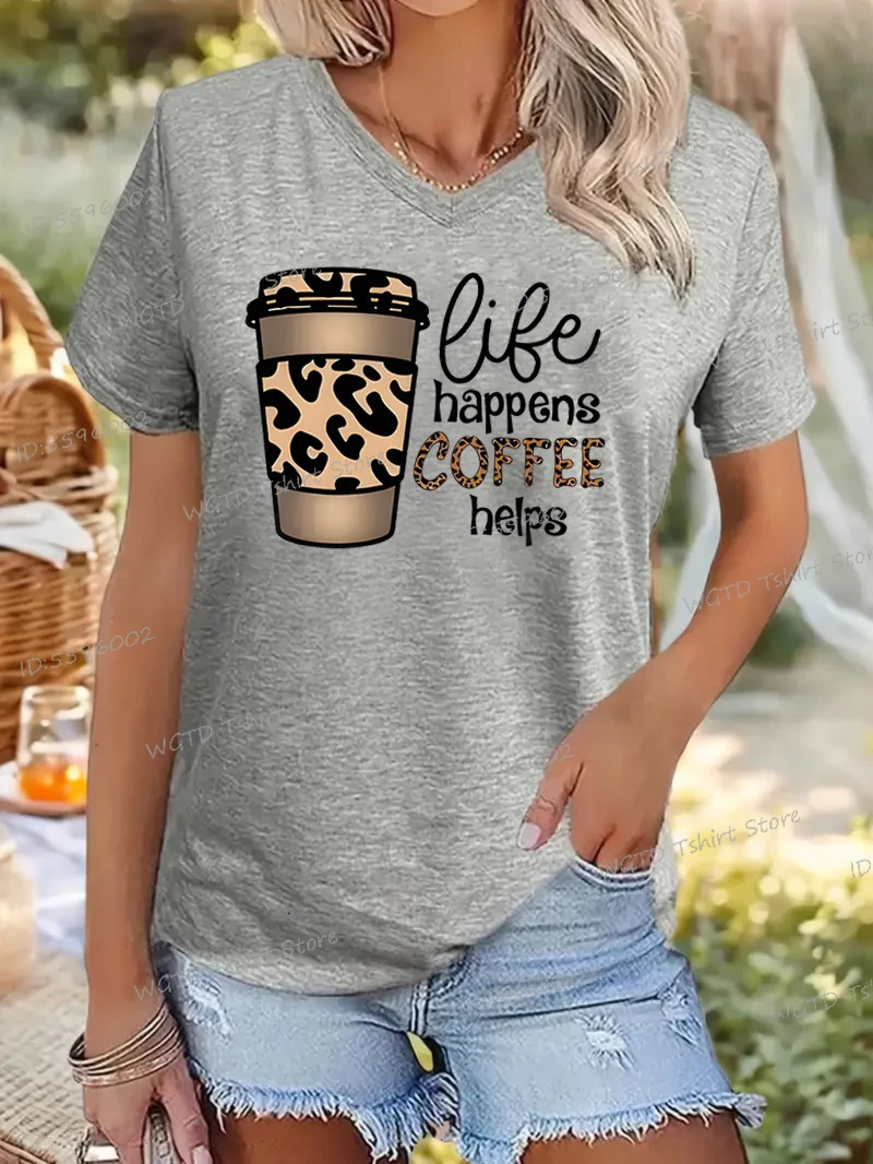 Coffee Panther Printed Fashion Casual Top for Life Helps Womens Clothing Lover Gift Tshirt Summer 250407